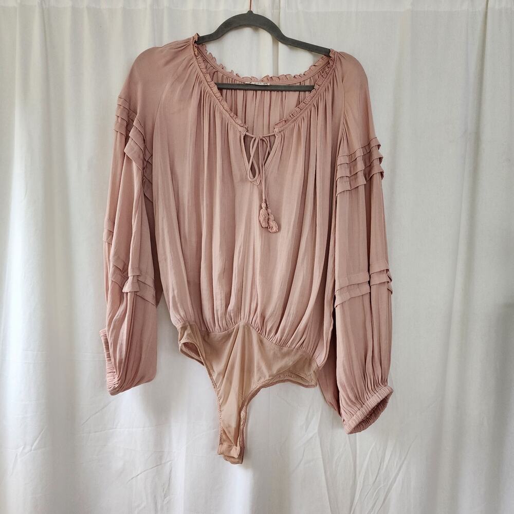 REVOLVE All Tucks Bodysuit in Blush Free People Color: Blush Pink XS oversized - Picture 3 of 11
